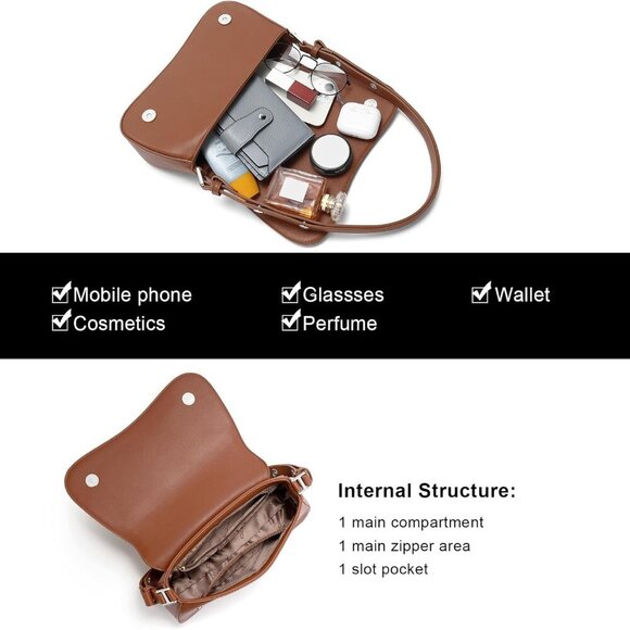 Small Shoulder Bags,Purses for Women Vegan Leather Crossbody Handbag Clutch Hobo - Picture 4 of 7